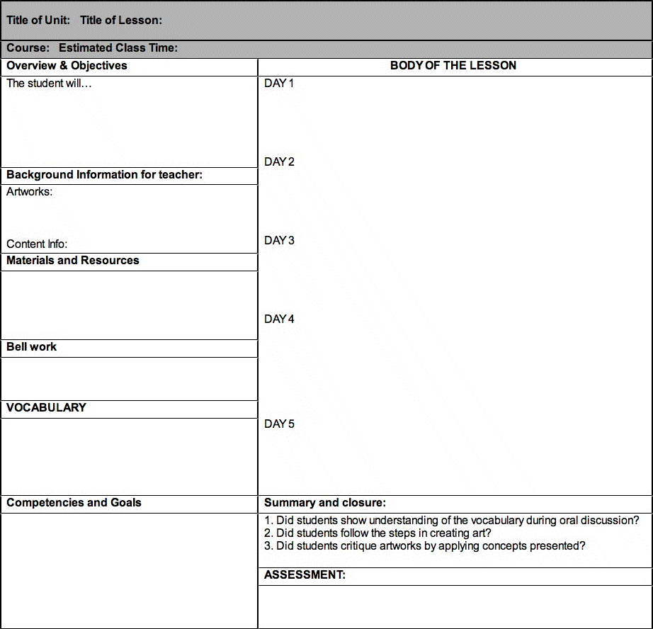 Lesson Plan Format Fotolip Rich Image And Wallpaper