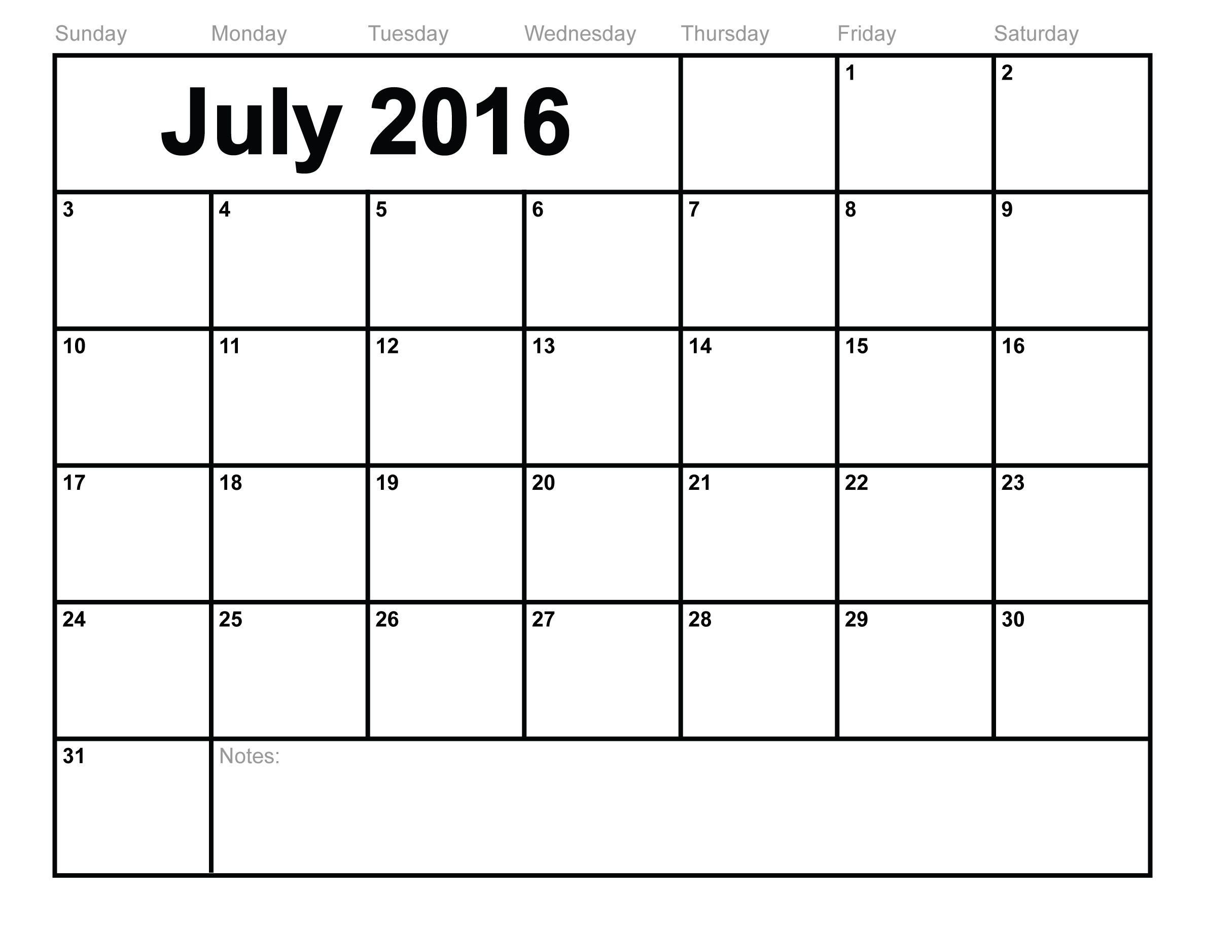 July 2016 Calendar - Fotolip.com Rich image and wallpaper