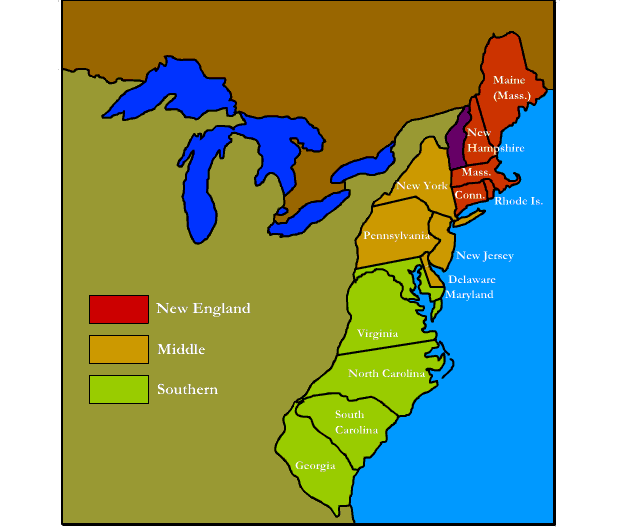 Printable Map Of The 13 Colonies