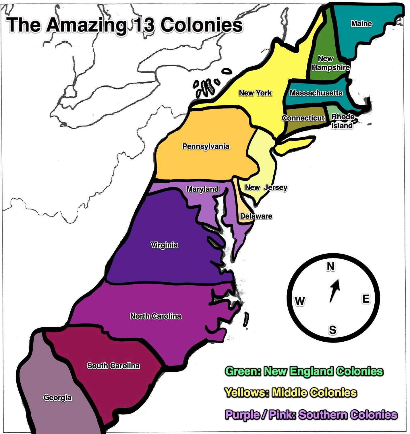 13 Colonies Map Fotolip