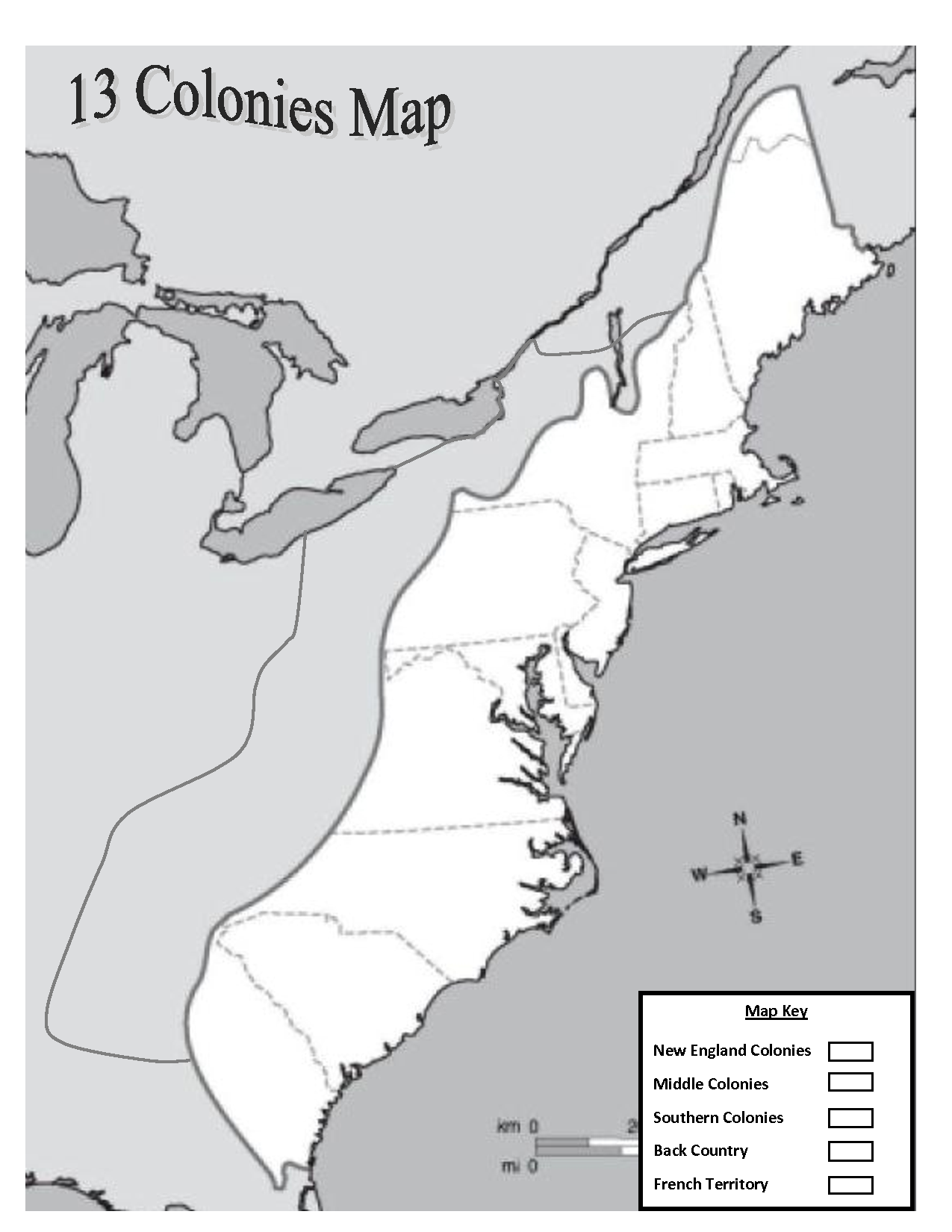 Printable Map 13 Colonies