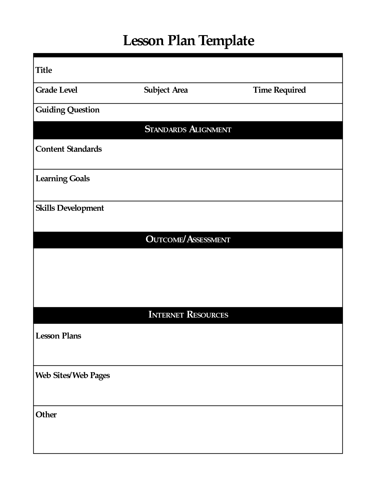 Printable Daily Lesson Plan Template Templates Printable Download