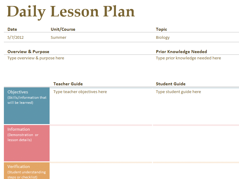 Daily Lesson Plan Template | Fotolip.com Rich image and wallpaper