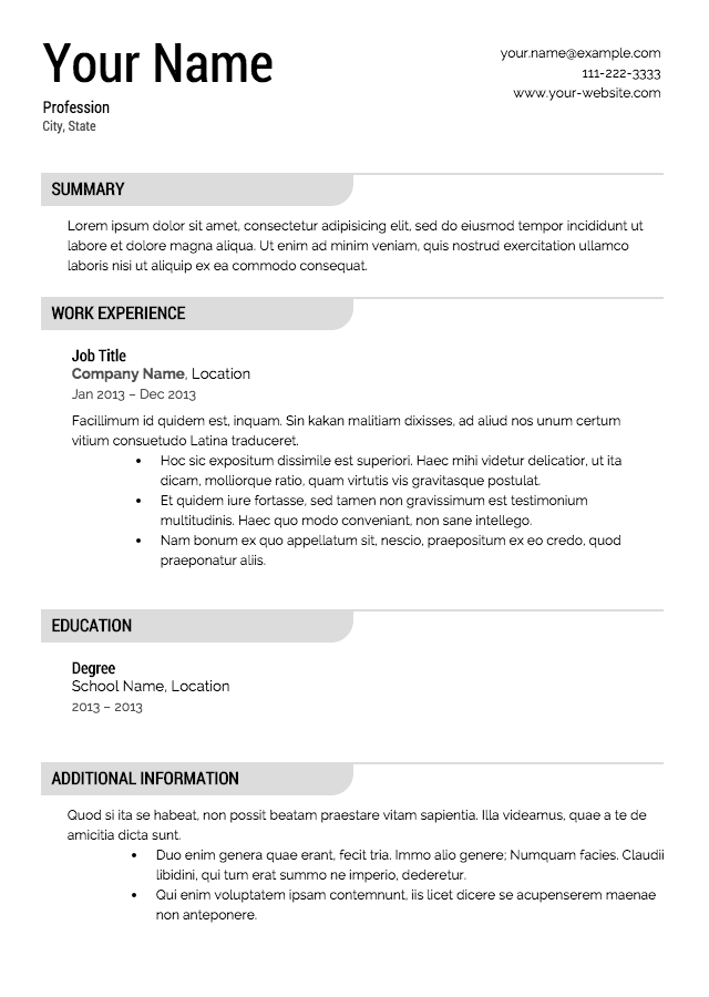 free downloadable resume template