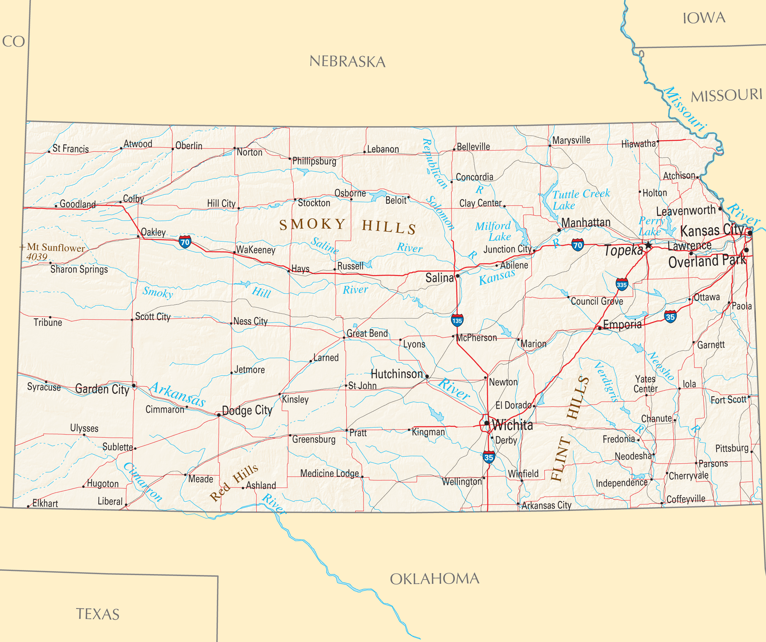 Kansas State Map Showing Counties United States Map