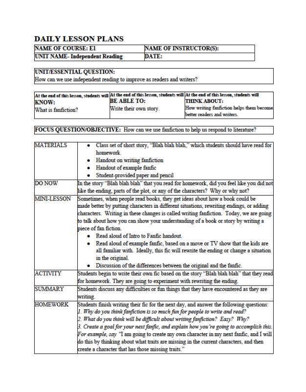 Lesson Plan Format Fotolip