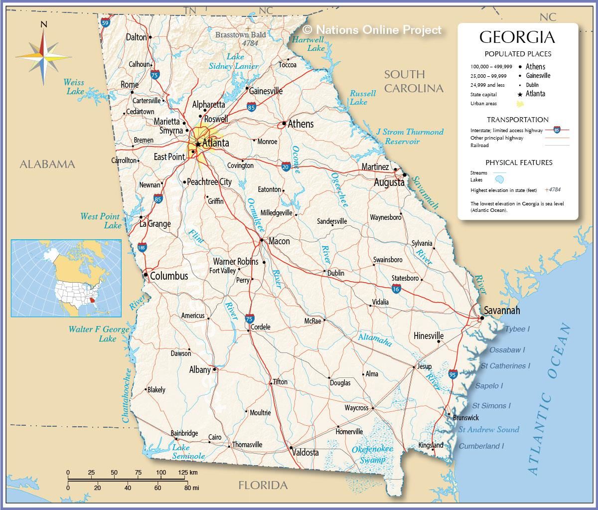 Large Detailed Political Map Of Georgia With Roads Railroads Cities ...