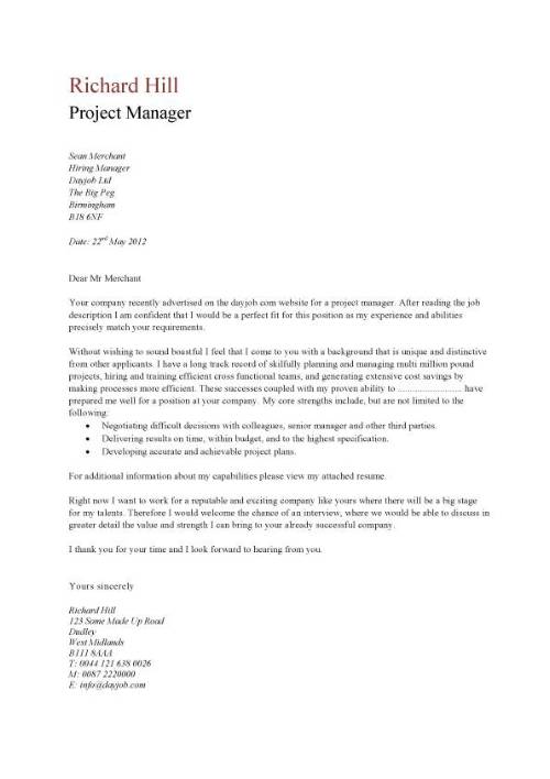 simple sample cover letter