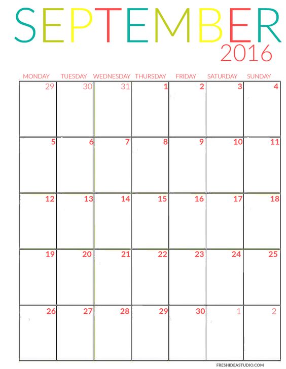 Calendar Planner September 2016 - Fotolip