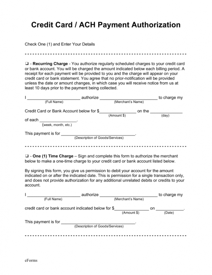 Credit Card Authorization Form - Fotolip