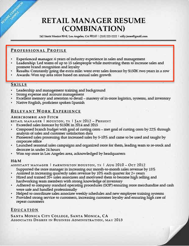 what to write in profile in resume