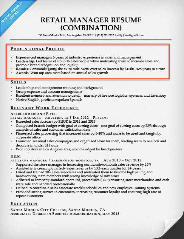 Cv Profile Description Examples IMAGESEE