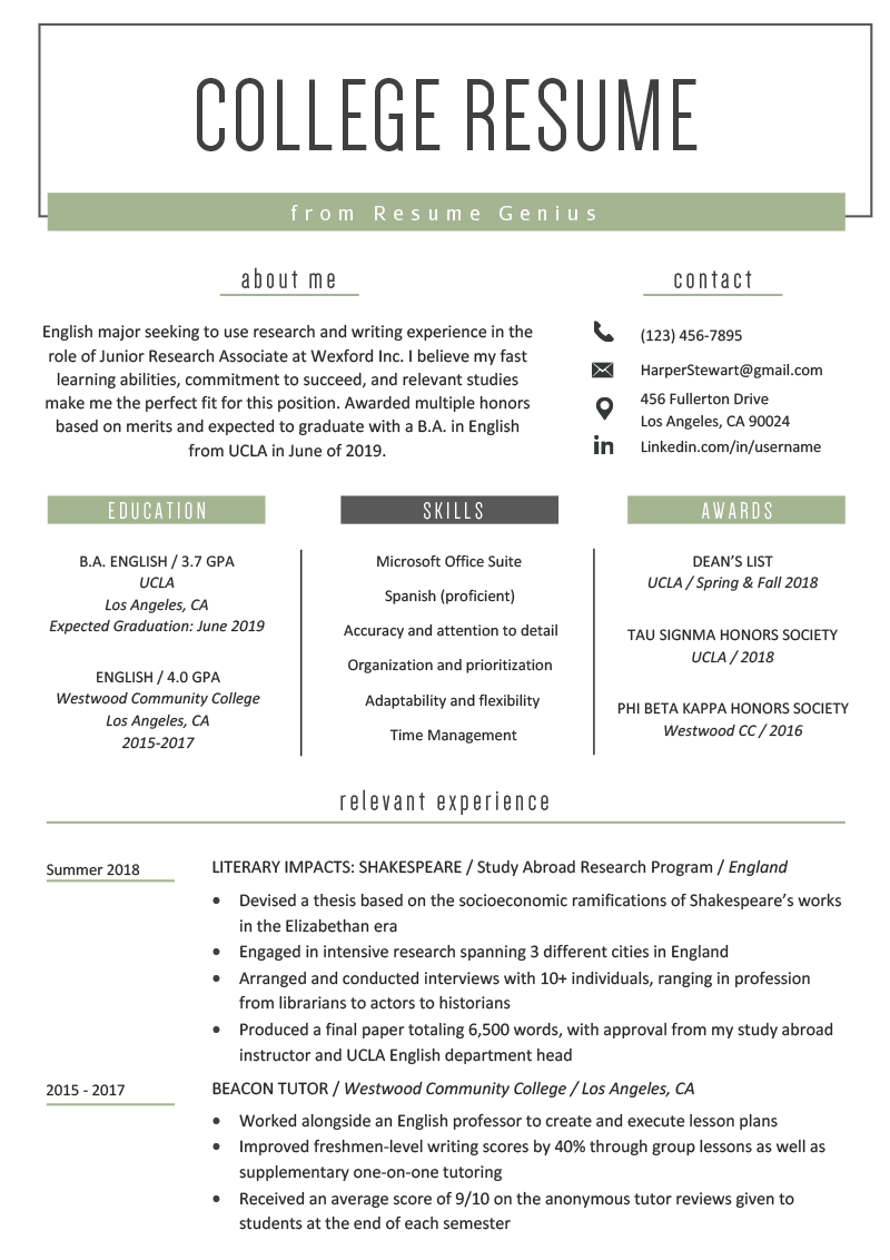 College Student Resume For Part Time Job Fotolip