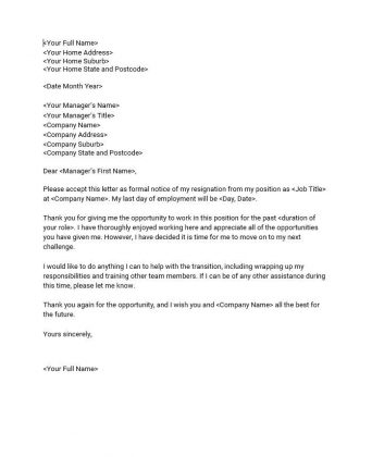 What is a Resignation Letter Template? - Fotolip